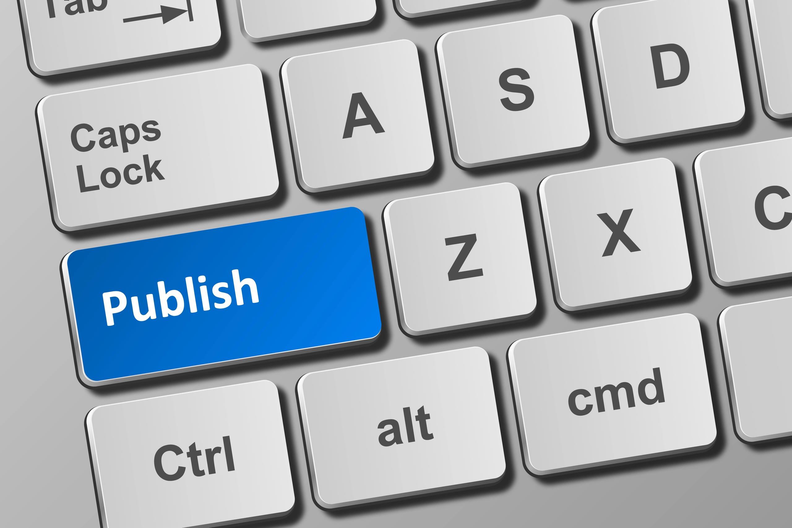 Tastiera con il tasto Publish blu