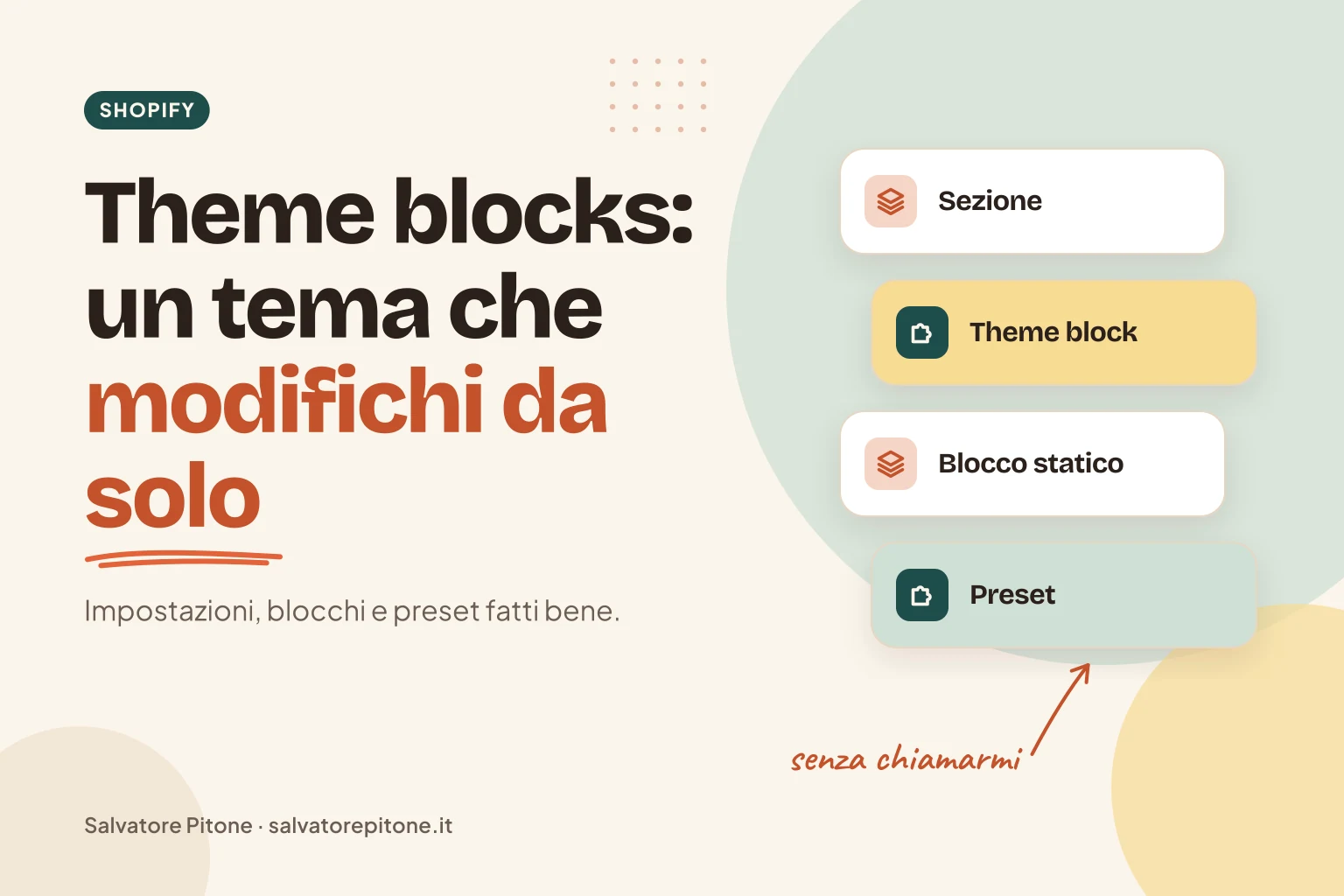 Copertina: theme blocks e impostazioni per un tema Shopify modificabile dal cliente